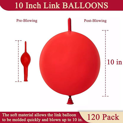 Red Link Balloons 10 Inch 120 Pcs Latex Linking Balloons for Birthday Wedding Party Festival Decorations