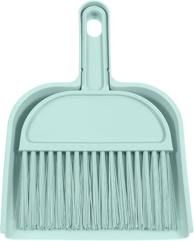 Blue Small Broom and Dustpan Set, Mini Dustpan and Brush Set, Small Hand Broom and Dust Pan Sets for Home Sofas Kitchen Countertops Storage Shelves Office Desks Bathrooms and Pet Areas