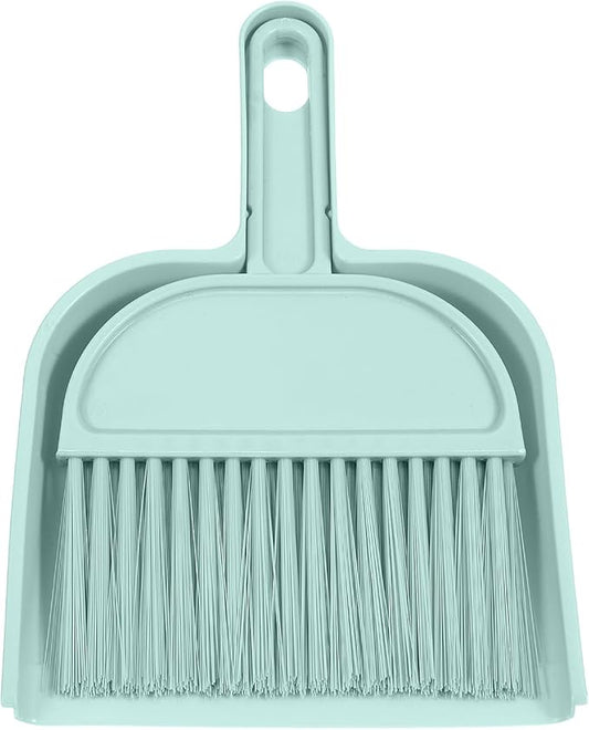 Blue Small Broom and Dustpan Set, Mini Dustpan and Brush Set, Small Hand Broom and Dust Pan Sets for Home Sofas Kitchen Countertops Storage Shelves Office Desks Bathrooms and Pet Areas