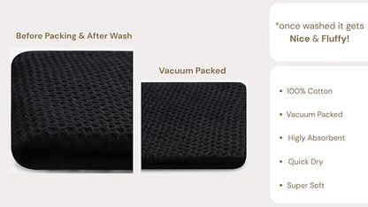 Premium Cotton Waffle Kitchen Towels - Pack of 8 (13x28), Ultra Soft, High GSM, Absorbent Dish Towels, Quick Dry Best for Dish Cloths, Hand Towels & Dish Rags - Black (Kitchen Essentials)