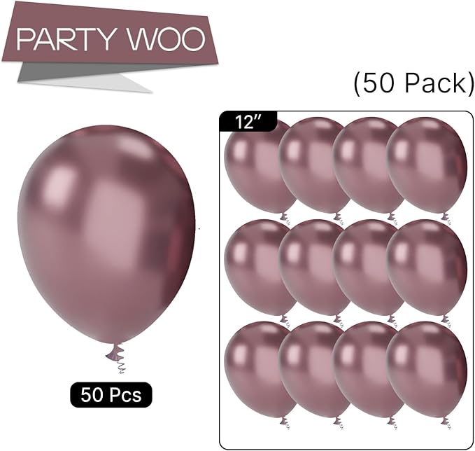 PartyWoo Metallic Brown Balloons 50 pcs 12 Inch Chrome Bronze Copper Latex Helium Balloons for Graduation Baby Shower Gender Reveal Wedding Anniversary Birthday Party Decorations Brown-G133