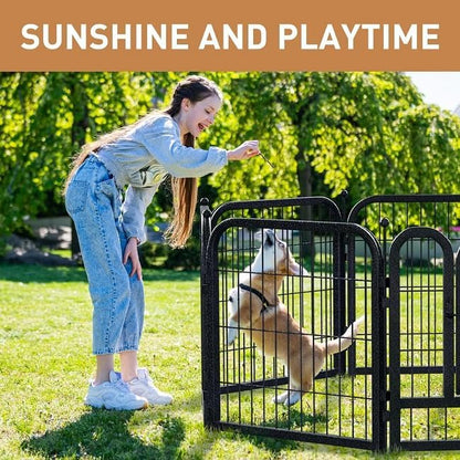 Metal Dog Playpen, 40" Inch Height 24 Panels, Large Dog Fence for Large/Medium/Small Dogs Indoor & Outdoor Bliss, Perfect Dog Pen for Camping, Yard and RV | Black-Silver