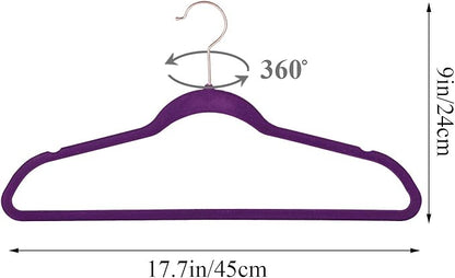 VECELO Premium Velvet Clothes Hangers Suit Heavy Duty (60 Pack)-Non Slip & Space-Saving with 8 Finger Clips & Tie Rack Excellent for Men and Women,Dark Purple