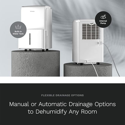 hOmeLabs 40 Pint Dehumidifier with Pump for up to 6,000 Sq Ft Rooms (MAX 104 Pint at 95°F, 90% RH) – Powerful Moisture Removal for Medium to Large Rooms and Basements