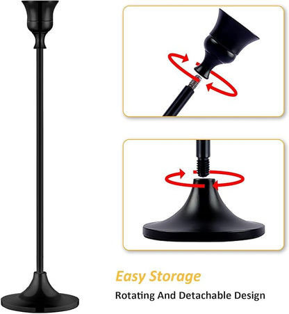Metal Candle Holders for Candlesticks Taper Candlestick Holders Set Vintage Decorative Centerpiece Candelabra Tall Candle Stands (Matt Black, 1 Set (3 pcs))