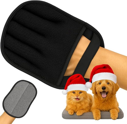 Pet Hair Removal Glove – Electrostatic Five-Finger Fur Remover for Cats & Dogs, Reusable Polyester Glove 9.25"x6.69" for Couch, Carpet, Car Seat, Furniture & Clothing, Great as Cat Mom Gifts