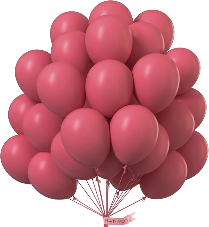 PartyWoo Mauve Balloons 50 pcs 12 Inch Dark Hot Boho Pink Balloons for Wedding Baby Shower Gender Reveal Valentine's Day Bridal Shower Graduation Birthday Party Decorations Pink-F02