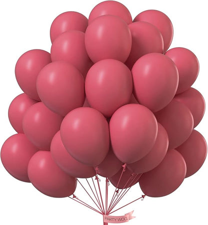 PartyWoo Mauve Balloons 50 pcs 12 Inch Dark Hot Boho Pink Balloons for Wedding Baby Shower Gender Reveal Valentine's Day Bridal Shower Graduation Birthday Party Decorations Pink-F02