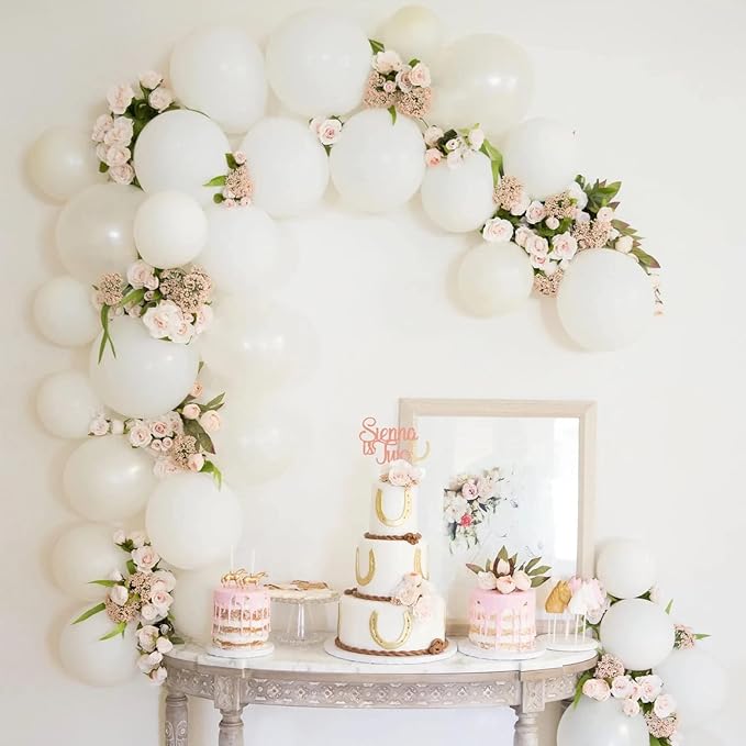130pcs White Balloons Different Sizes 18" 12" 10" 5" Party Latex Balloons for Birthday Baby Shower Graduation Wedding Anniversary Party Decorations