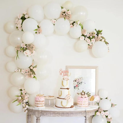130pcs White Balloons Different Sizes 18" 12" 10" 5" Party Latex Balloons for Birthday Baby Shower Graduation Wedding Anniversary Party Decorations