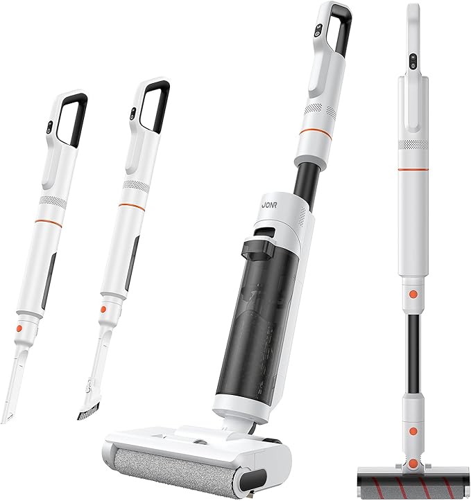 JONR ED20 Pro 4-in-1 Cordless Wet Dry Vacuum Cleaner, 17000 Pa Vacuum Suction Power, Self-Cleaning and Automatic Drying with One Click, Intelligent Voice Reminder