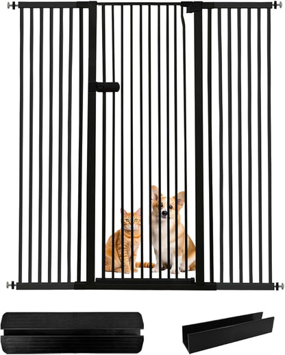 Lumizone Extra Tall Cat Gate 55.12" High Pressure Mounted Extra Wide 2025 New (17 Sizes) 1.37" Gap No Drilling Auto-Close One-Handed Operation Tall Pet Gate for Dogs(Black, 55.12" H x 55.12"-59.44" W)