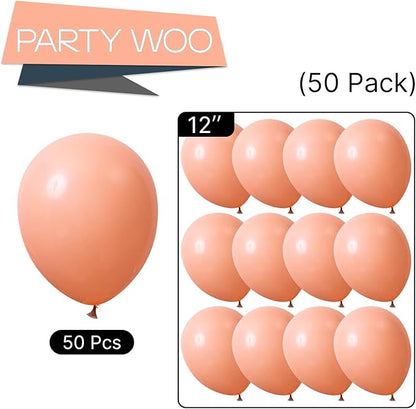 PartyWoo Peach Balloons 50pcs 12 Inch Light Orange Latex Helium Balloons for Wedding Baby Shower Bridal Shower Bachelorette Anniversary Engagement Graduation Birthday Party Decorations Orange-Y21