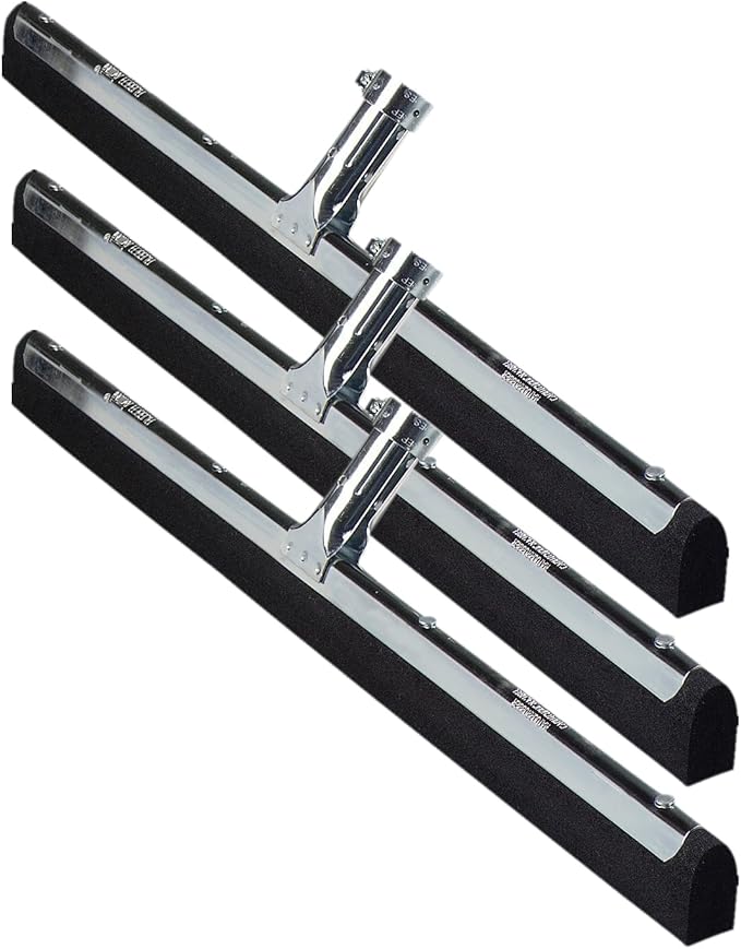 SPARTA Flo-Pac Double Foam Floor Rubber Squeegee Window Squeegee with Heavy Duty Steel Frame for Floor, Bathroom, Kitchen, Concrete, Tile, Garage, Commercial Use, 22 Inches, Black (Pack of 3)