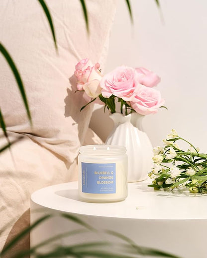 M&SENSE Bluebell Orange Blossom Scented Candle - 11.6oz Natural Soy Wax 70-Hour Burn Time Long Lasting Non Toxic 2 Wick Candle for Spring & Home Decor Slow-Burning Aromatherapy Gifts