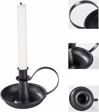 Retro Iron Taper Candle Holder，Black Candlestick Holders Candlelight Stand for Farmhouse Decor Home Wedding Party Table Decoration（2pcs）