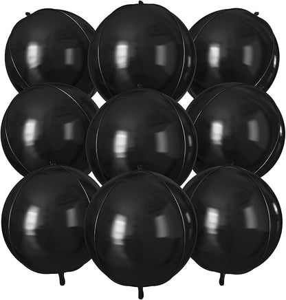 Black Round Foil Balloons 9 pcs,Black Giant 4D Round Balloons 22 Inch for Wedding Graduation Anniversary Baby Shower Birthday Party Decorations