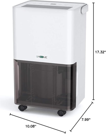 Uhome 30 Pint Dehumidifier - for Basement with Activated Carbon Filter,Ultra Quiet, Humidity Sensor, Auto Shut Off, Continuous Drainage Hose - Ideal Dehumidifiers for Home, 1500 Sq Ft Dehumidifiers