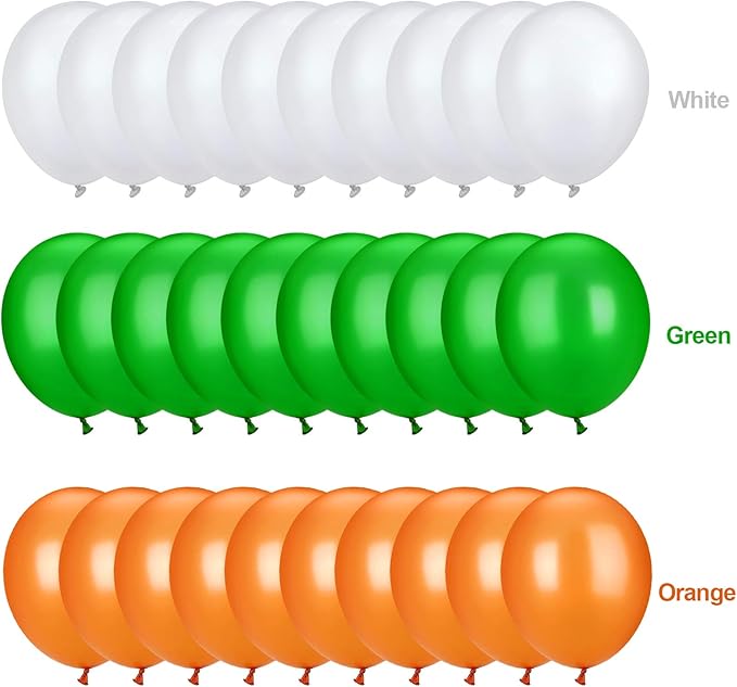 TecUnite 100 Pcs Orange White Green Latex Balloons 13 Inch Colorful Round Balloons for Wedding Birthday Festival Racing Car Poker Card Party Decoration