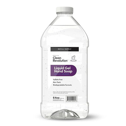 Clean Revolution Liquid Gel Hand Soap, Silky Rich Liquid, Quick Lather, Fast Rinsing, Contains Real Essential Oils (Natural Lavender) 64 Fl Oz