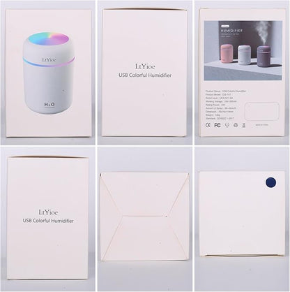 Colorful Cool Mini Humidifier, USB Personal Desktop Humidifier for Car, Office Room, Bedroom,etc. Auto Shut-Off, 2 Mist Modes, Super Quiet. (Navy)(Black)