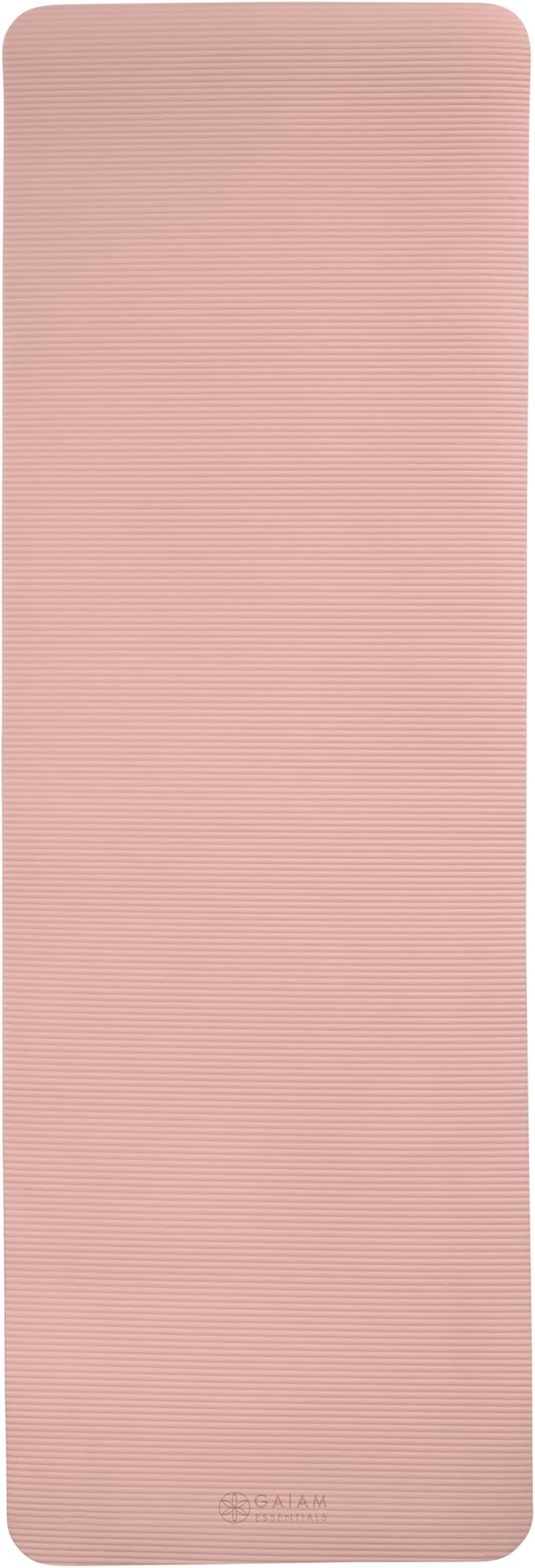 Gaiam Essentials 2/5" Thick (10mm) Yoga & Pilates, Fitness & Exercise Mat with Easy-Cinch Carrier Strap Cushion Support For Fitness and Gym Workouts