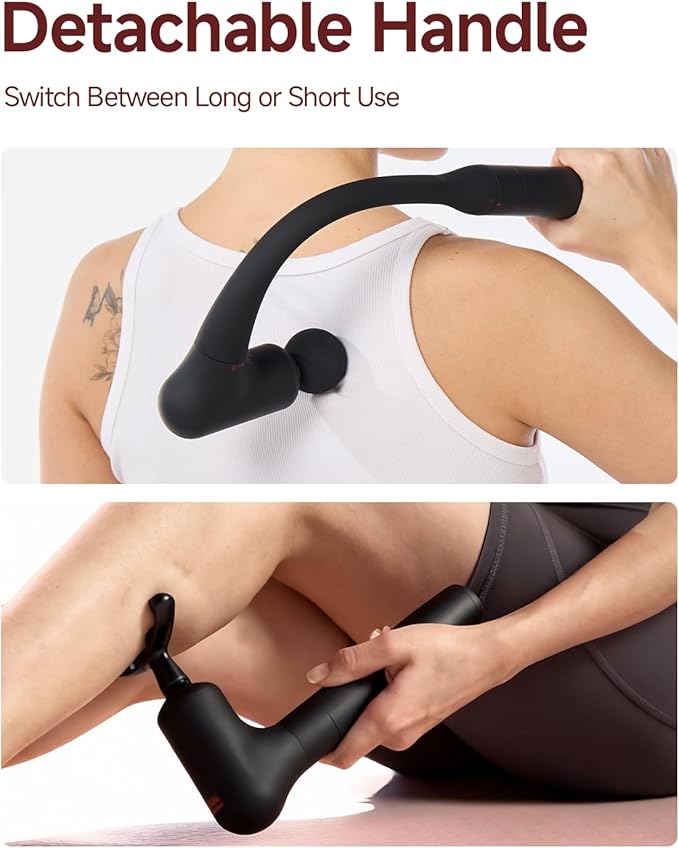 Upgraded 2-in-1 Massage Gun with Heat, Pain Relief Deep Tissue Back and Neck Massager with Extension Handle, Handheld Muscle Massage Gun for Back, Shoulder, Arm,Thigh