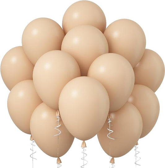 Nude Balloons, 12 Inch 30 Pcs Beige Balloon Retro Apricot Neutral Latex Balloons Matte Tan Cream Blush Peach Helium Party Balloons for Boho Birthday Wedding Baby Bridal Shower Party Decorations