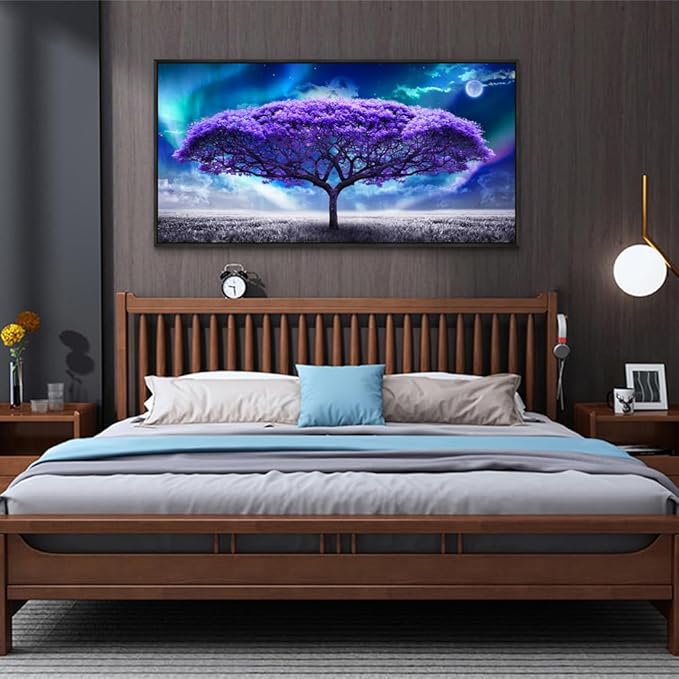 Wapluam Black Framed Canvas Wall Art For Living Room Large Size Wall Decor For Bedroom Purple Tree Abstract Scenery Pictures Artwork Canvas Prints Office Decor Painting Modern Home Decoration 20X40