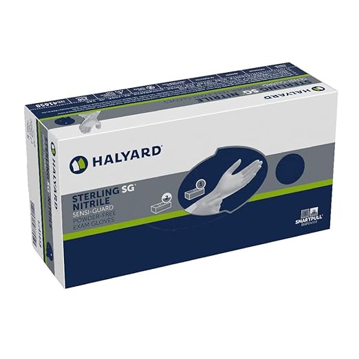 HALYARD Sterling SG Nitrile Powder-Free Exam Gloves, 3.7 mil, 9.5", Gray, Small, 41658 (Case of 2500)