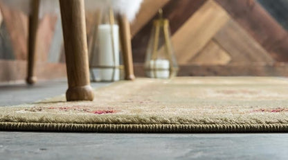 Rugs.com Chateau Collection Rug – 2' x 7' Runner Green Medium Rug Perfect for Hallways, Entryways