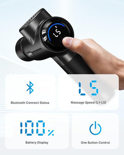 RENPHO Massage Gun with Heat and Cold, Portable Percussion Muscle Deep Tissue Massager with Charging Stand, Active+ Thermacool Deluxe