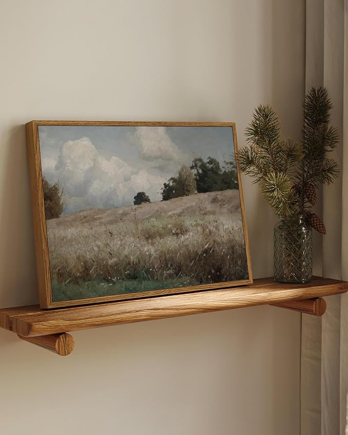 InSimSea Framed Canvas Wall Art Vintage Decor, Landscape Paintings Wall Decorations for Living Room, Retro Wall Art for Bedroom Office Decor, Grassland Classical Painting Prints Room Decor, 12"x16"
