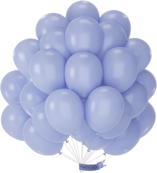 PartyWoo Dusty Blue Purple Balloons 50 pcs 12 Inch Periwinkle Lavender Latex Helium Balloons for Graduation Baby Shower Gender Reveal Wedding Butterfly Birthday Party Decorations Blue-F49