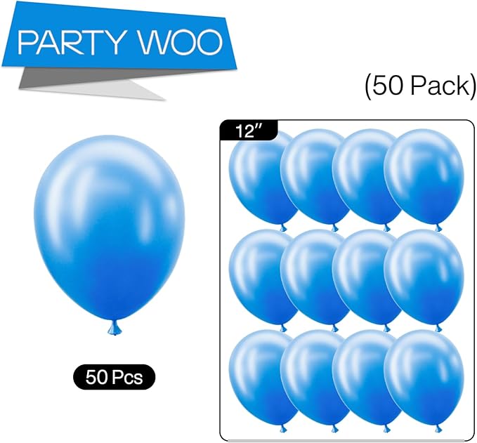 PartyWoo Pearl Blue Balloons 50 pcs 12 Inch Sky Blue Latex Helium Balloons for Graduation Wedding Baby Shower Gender Reveal Under the Sea Anniversary Birthday Party Decorations Blue-Z23