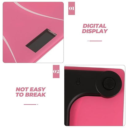 Rechargeable Digital Bathroom Scale for Body Weight High Accuracy Household Weight Scale with Sleek Design for Family Use in Bathroom Bedroom Pink Accent