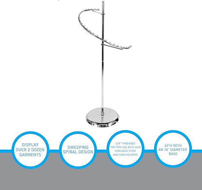 SSWBasics Sleek Chrome Spiral Clothing Rack - 29 Ball Retail Clothing Display Stand - 63"H - Boutique Garment and Accessories Display - Stylish Clothing Display Racks for Retail Stores
