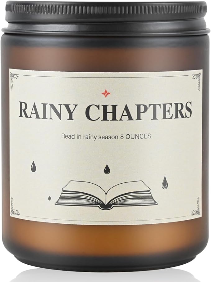 Rainy Chapters Scented Jar Candle - 100% Soy Wax Aromatherapy Candle with Juniper & Cedar Notes, Long-Lasting Fragrance for Home, Relaxation Romantic Ambience (8oz, 40-Hour Burn Time)