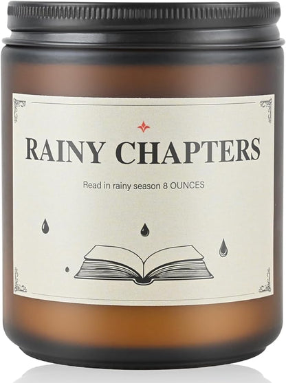 Rainy Chapters Scented Jar Candle - 100% Soy Wax Aromatherapy Candle with Juniper & Cedar Notes, Long-Lasting Fragrance for Home, Relaxation Romantic Ambience (8oz, 40-Hour Burn Time)