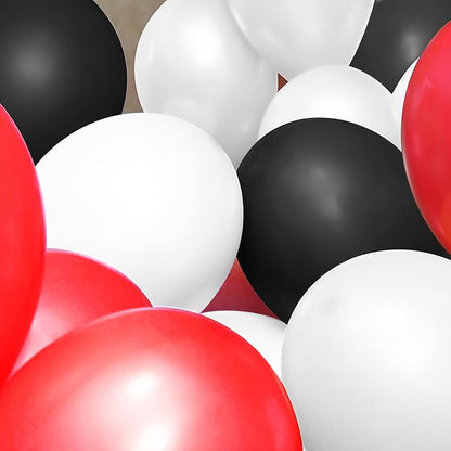 TecUnite 100 Pcs Red Black White Latex Balloons 6.6 Inch Colorful Round Balloons for Wedding Birthday Festival Racing Car Poker Card Party Decoration