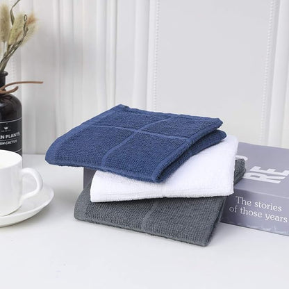 Glynniss Dishcloths Kitchen Highly Absorbent Dish Rags 100% Cotton Dish Cloths for Washing Dishes, Cleaning (12pcs Gray)