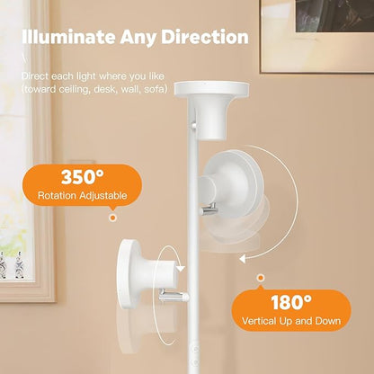 36W LED Tree Floor Lamp, Modern Dimmable Standing Lamp with Remote & Touch Control, 4 Color Temperatures, 3 Rotatable LED Light Floor Lamps for Living Room, Bedroom, Office