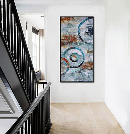 Arjun Abstract Wall Art Modern Grey Brown Picture Geometric Canvas Circle Block Painting, Large Size Simple Artwork Ready to Hang Framed for Bedroom Living Room Bathroom Home Office Wall Décor 40"x20"