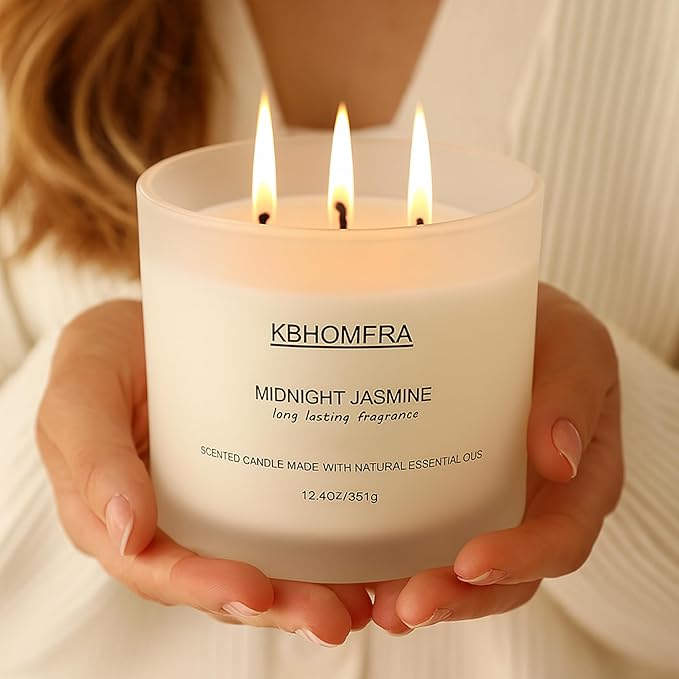 Scented Soy Wax Candle, 12.4 Oz Glass Jar, 70+ Hours Burn Time, Natural Essential Oils, Cotton Wick, Long Lasting Fragrance, Modern Contemporary Style (Gardenia+Jasmine 2pack)