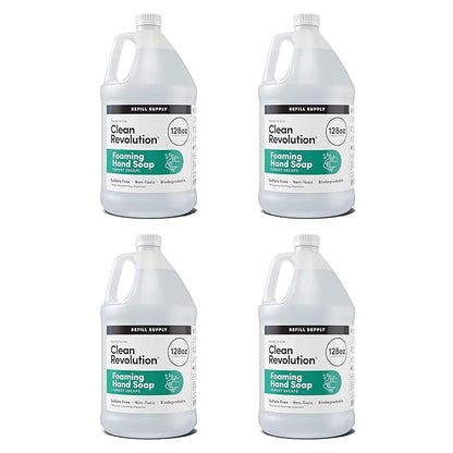 Clean Revolution Foaming Hand Soap Refill Supply Container, Ready to Use Formula, Gluten Free,Forest Escape Fragrance, 128 Fl. Oz, 4 Pack