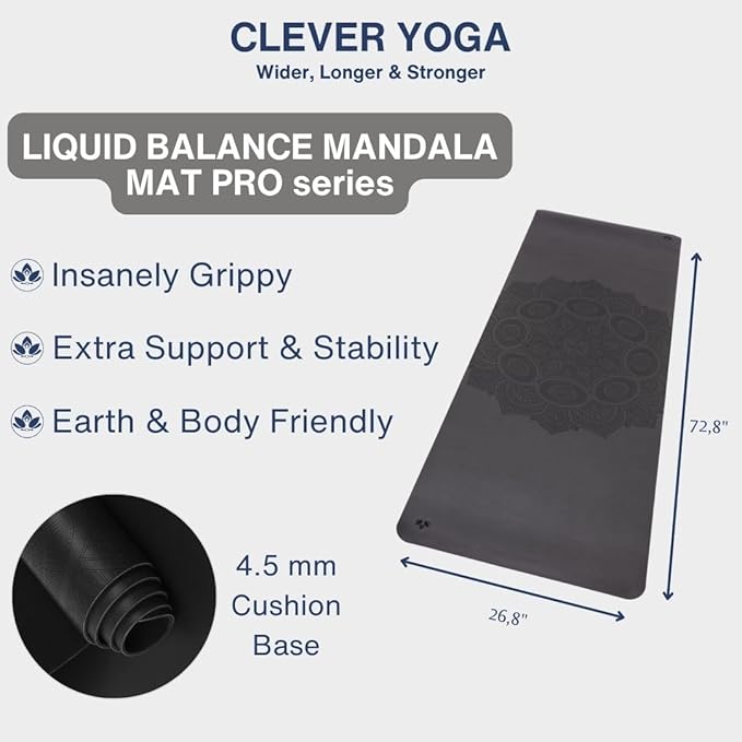 Premium Clever Yoga Mat - Extra Long Yoga Mat Suitable For All Yoga Types - Workout Mat For Home Or On The Go - Includes Our Perfect Fit Mat Bag