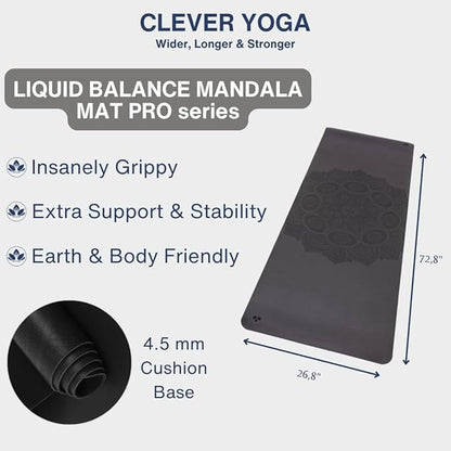 Premium Clever Yoga Mat - Extra Long Yoga Mat Suitable For All Yoga Types - Workout Mat For Home Or On The Go - Includes Our Perfect Fit Mat Bag