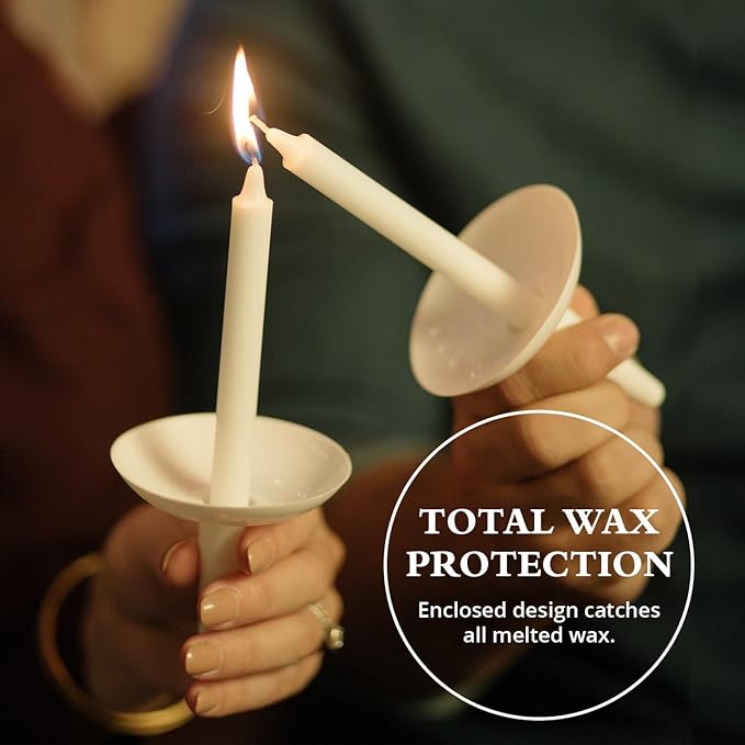 Concordia Supply Plastic Holder Candle Drip Protectors - 4.25" x 1/2" Candles w/Easy to Hold White Plastic Candle Holders - Ideal for Candle Light, Memorial, & Congregational Services - Set of 1000