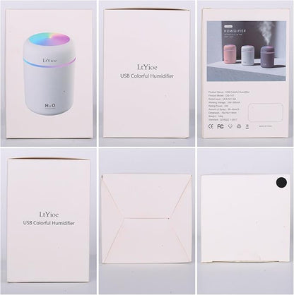 Humidifier Portable Mini Humidifiers for Bedroom, Personal Desktop Cool Mist Air Humidifier with Colorful Night Light, 2 Mist Modes & Auto Shut-Off, Super Quiet for Car Office Home (Black)