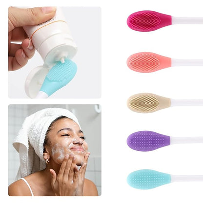 10 Pack Silicone Face Mask Applicator, 2 in 1 Double-Sided Facial Scrubber Brush Tool, Double-Head Manual Cleansing Brush for Deep Gentle Exfoliating